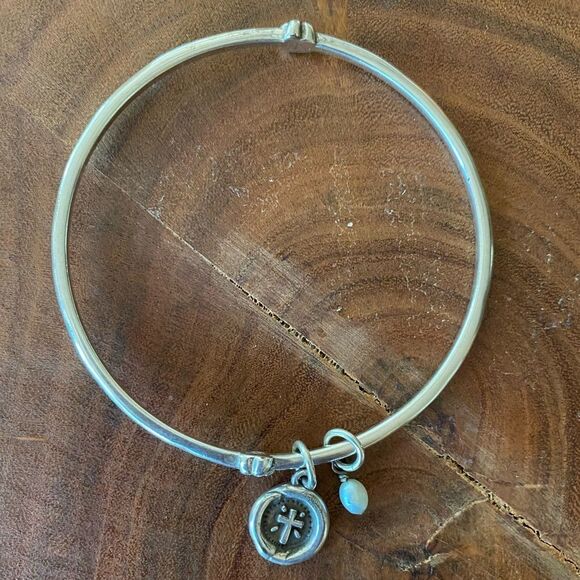 BRIGHTON Faith silver dangle charm bangle bracelet - Picture 2 of 6